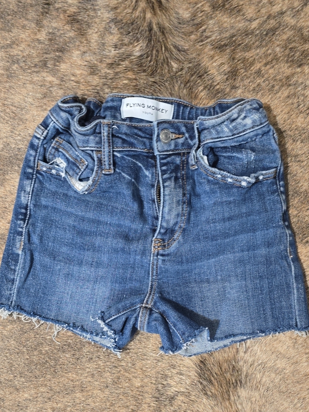 Flying Monkey Distressed Blue Denim Cutoff Shorts Girls 14
